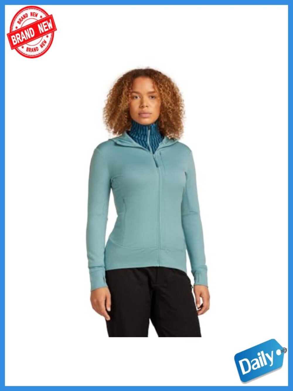Merino Wool Long Sleeve Zip Hoodie Mid Layer for Hiking Skiing